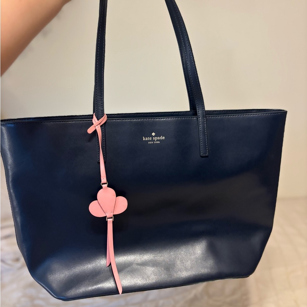 Kate Spade Dark Blue Tote with Pink Accent